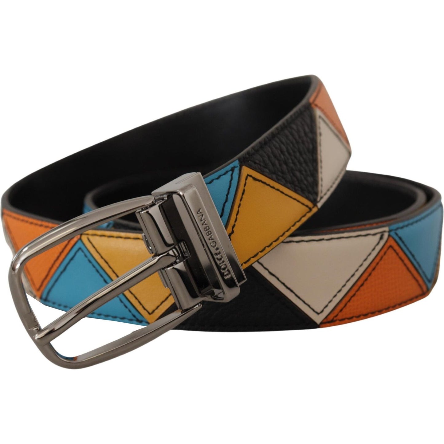 Dolce & Gabbana Elegant Multicolor Leather Belt with Silver Buckle Dolce & Gabbana