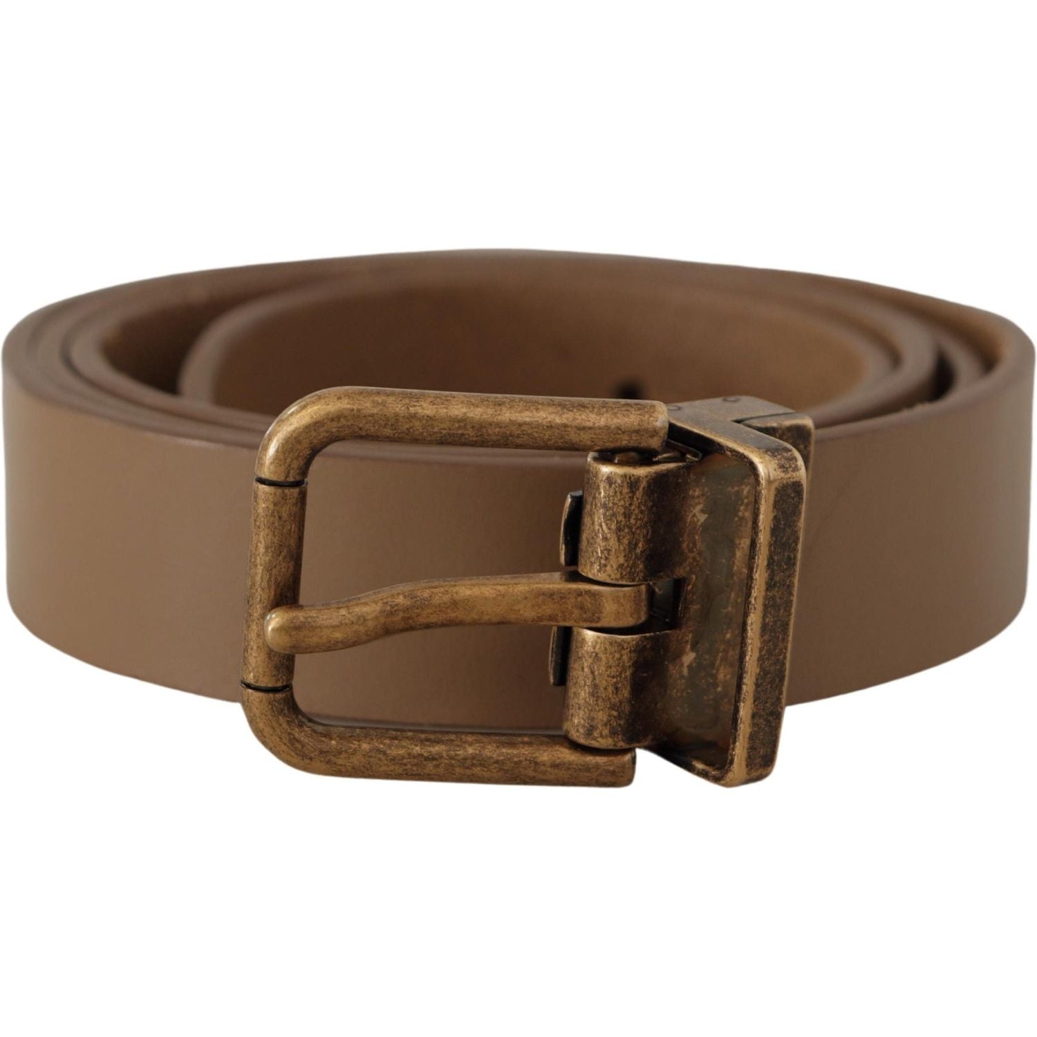Dolce & Gabbana Brown Solid Leather Brass Buckle Classic Belt