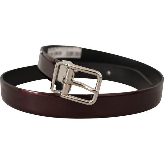 Dolce & Gabbana Elegant Dark Brown Patent Leather Belt Dolce & Gabbana