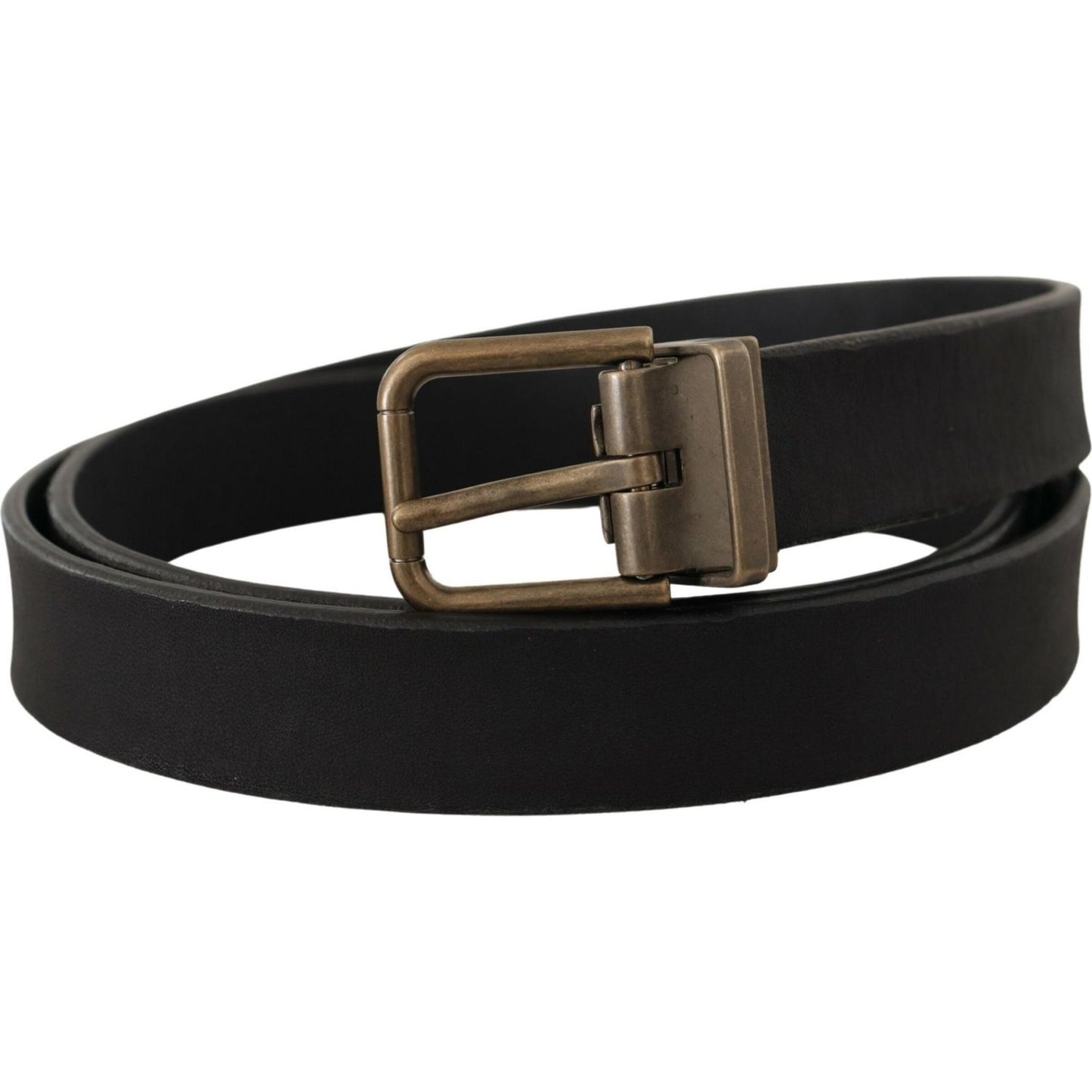 Dolce & Gabbana Elegant Black Leather Belt with Vintage Metal Buckle Dolce & Gabbana