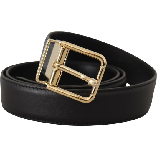 Dolce & Gabbana Elegant Black Leather Belt with Metal Buckle Dolce & Gabbana