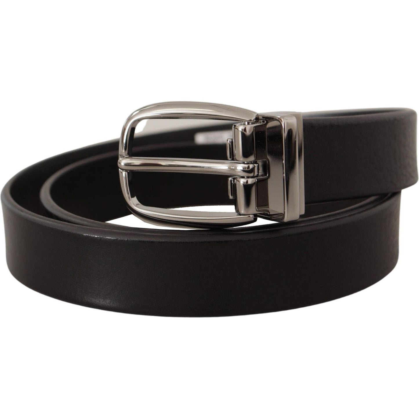 Dolce & Gabbana Elegant Black Leather Belt with Metal Buckle Dolce & Gabbana