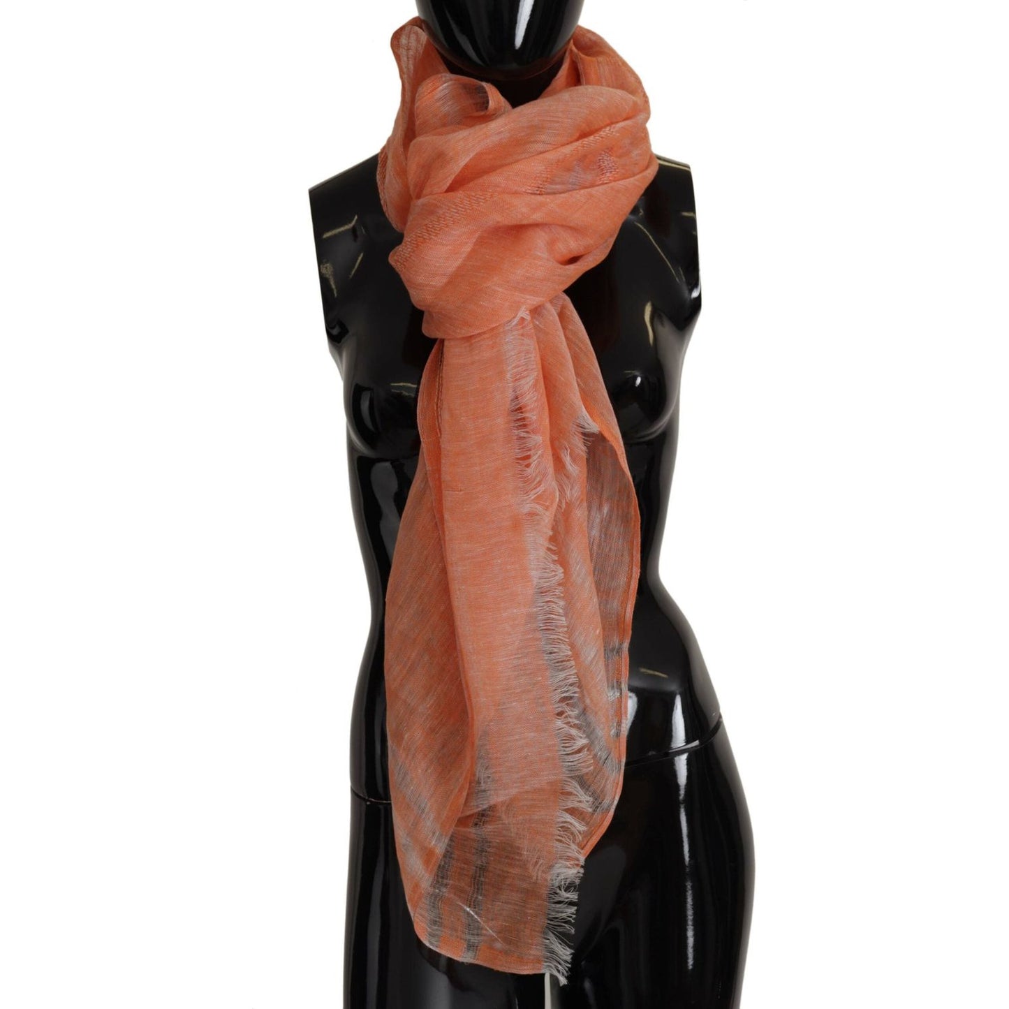 Malo Elegant Orange Linen Shawl Wrap Scarf Malo