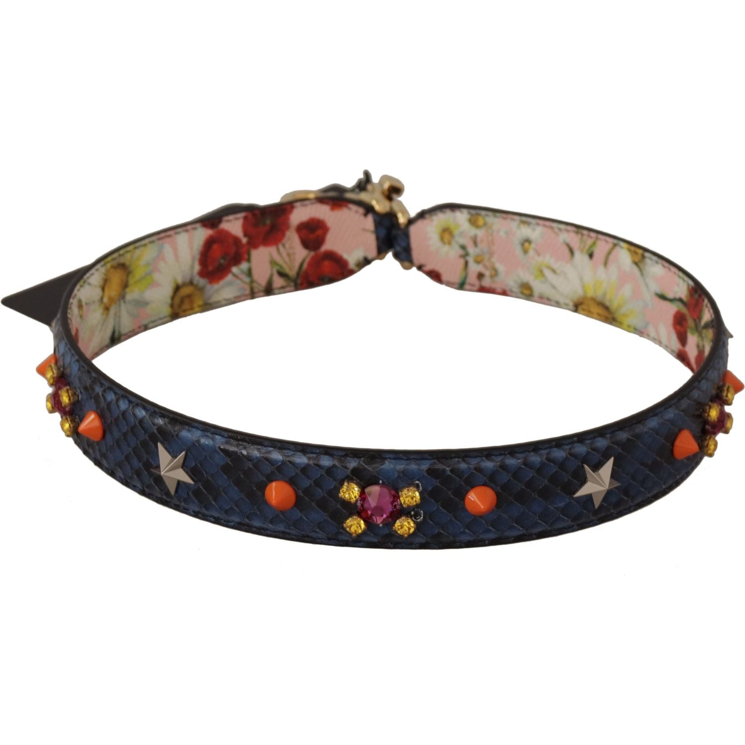 优雅蓝色蟒蛇皮包带