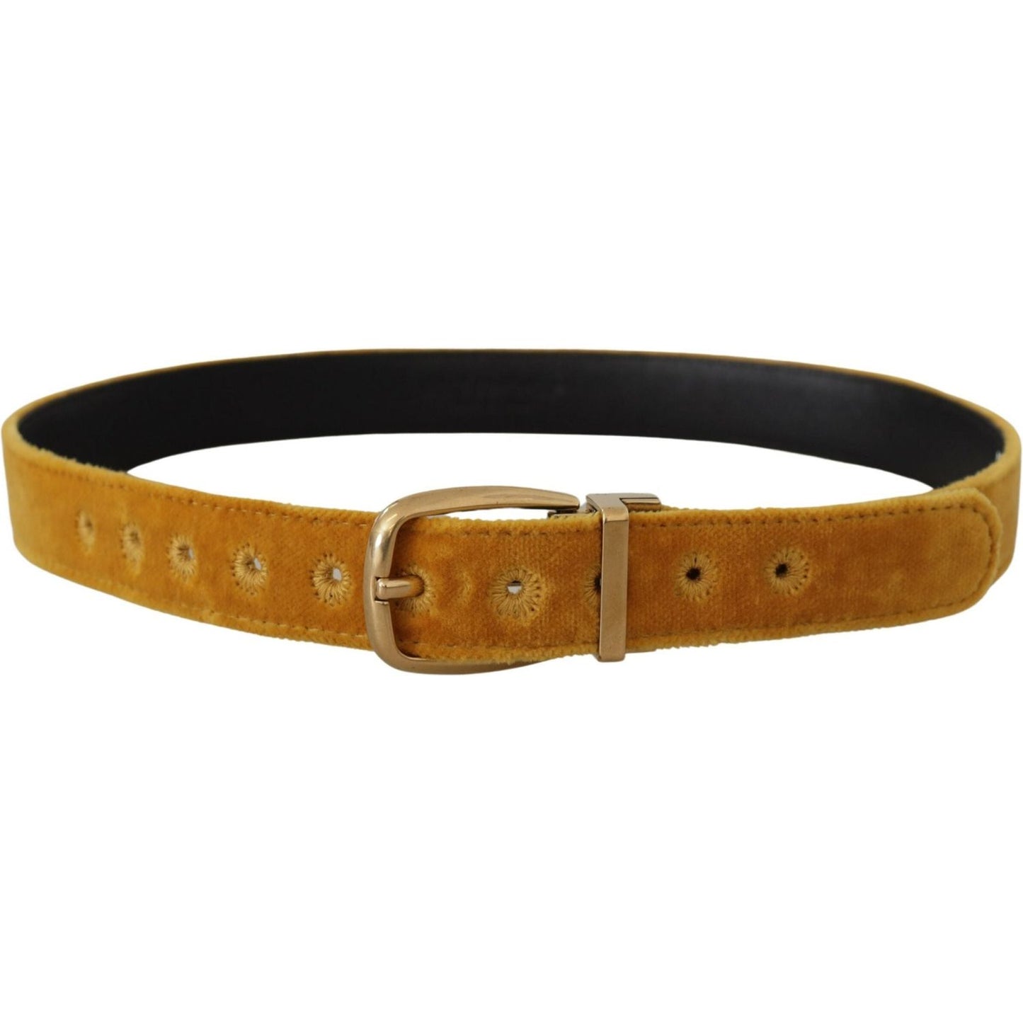 Dolce & Gabbana Elegant Velvet Gold Buckle Women's Belt Dolce & Gabbana