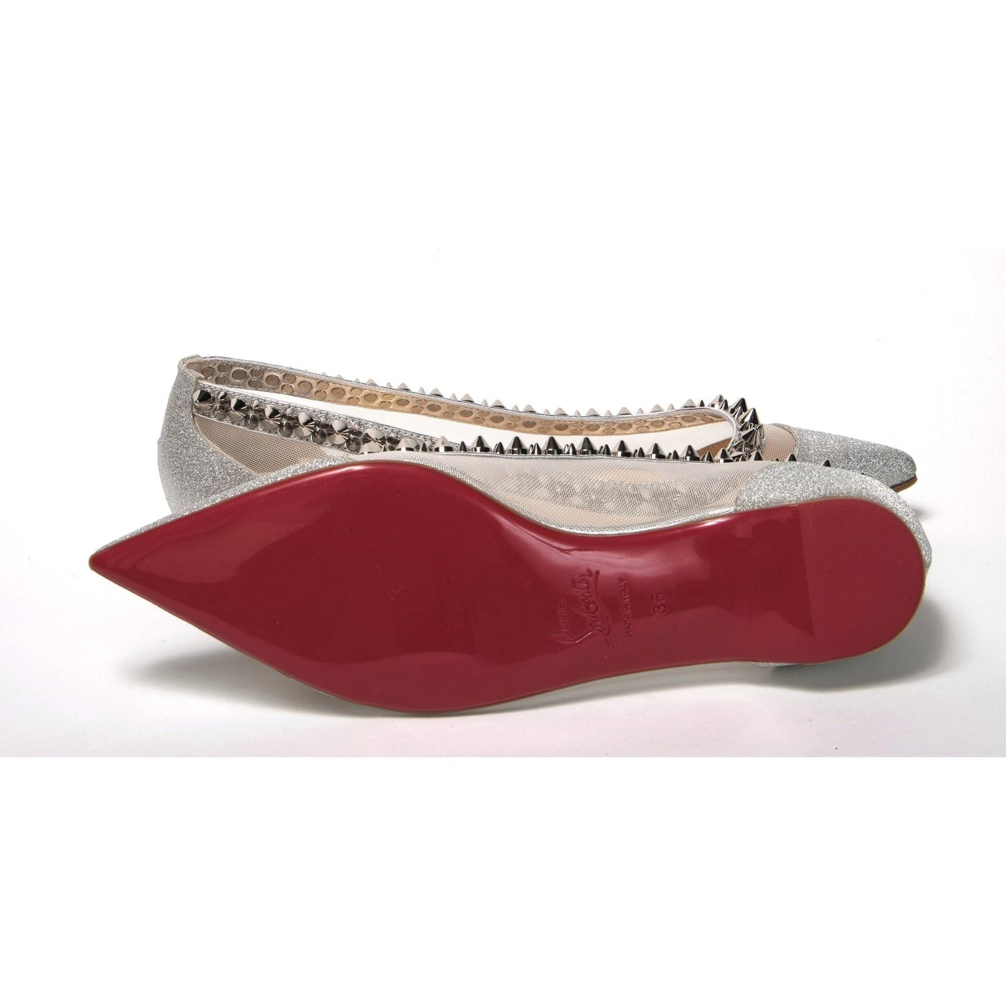 Christian Louboutin Silver Flat Point Toe Shoe Christian Louboutin