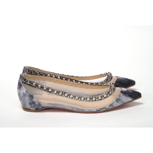 Christian Louboutin Multicolor Print Silver Flat Point Toe Shoe Christian Louboutin