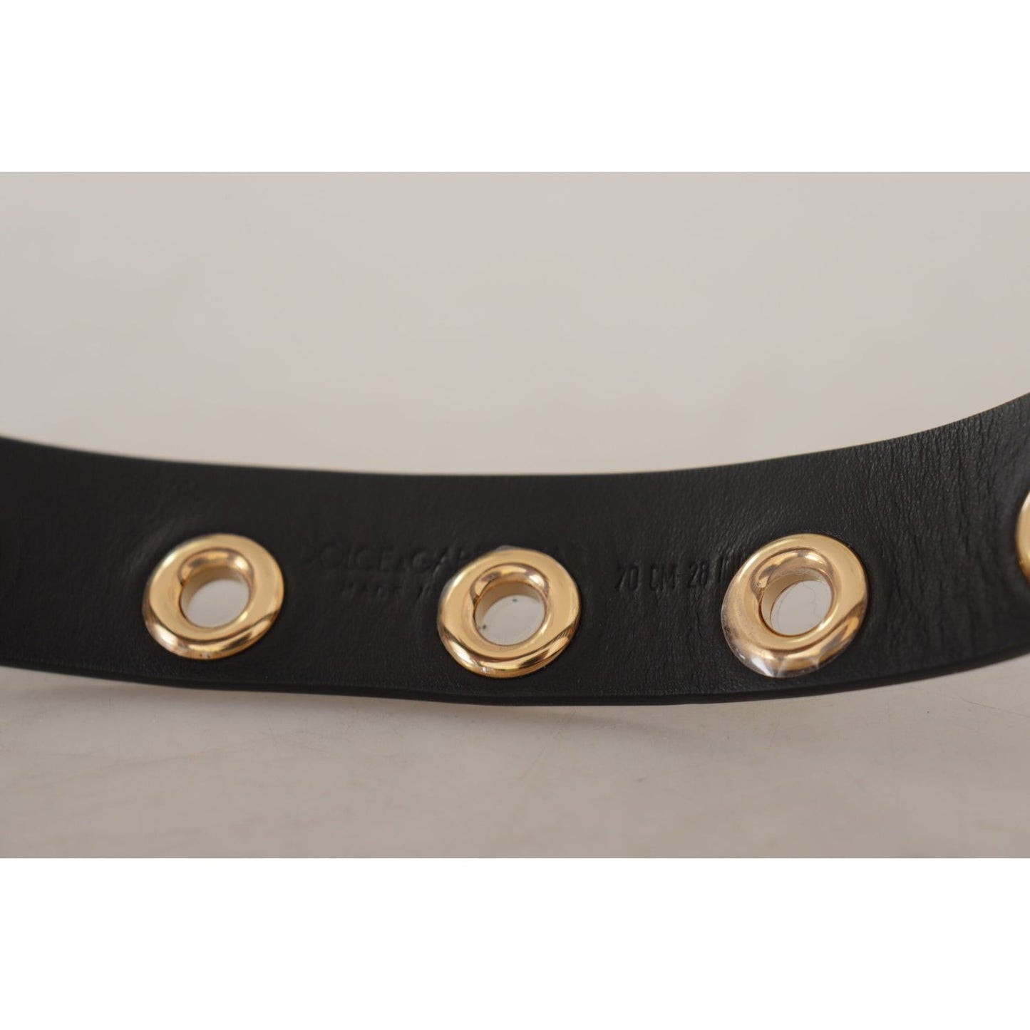 Dolce & Gabbana Chic Black Leather Belt with Engraved Buckle Dolce & Gabbana