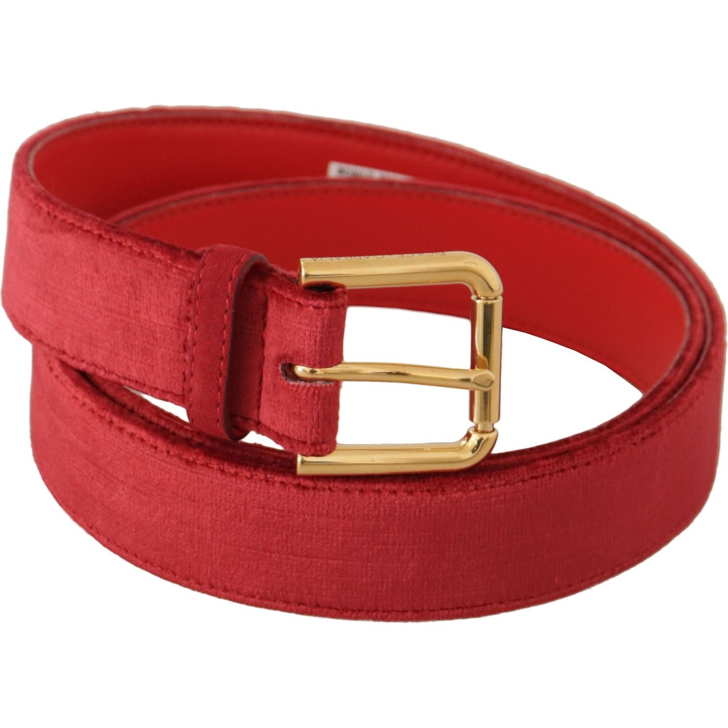 Dolce & Gabbana Elegant Red Suede Designer Belt Dolce & Gabbana