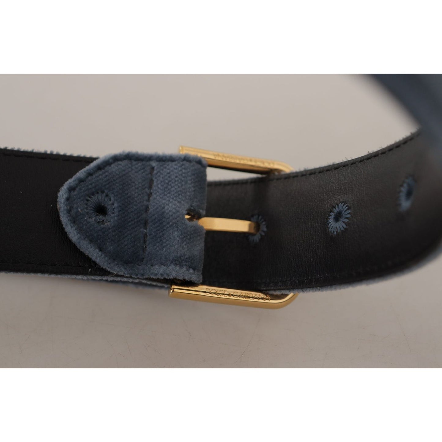 Dolce & Gabbana Elegant Navy Velvet Designer Belt Dolce & Gabbana