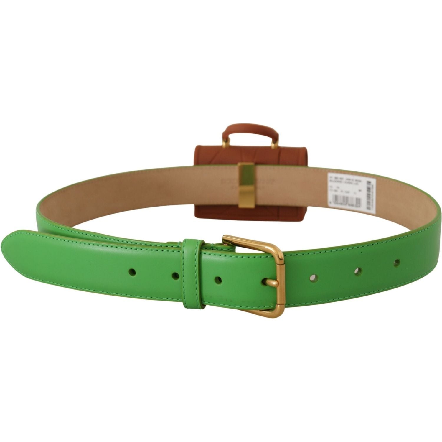 حزام دولتشي آند غابانا الأنيق المصنوع من الجلد باللون الزمردي مع مشبك محفور