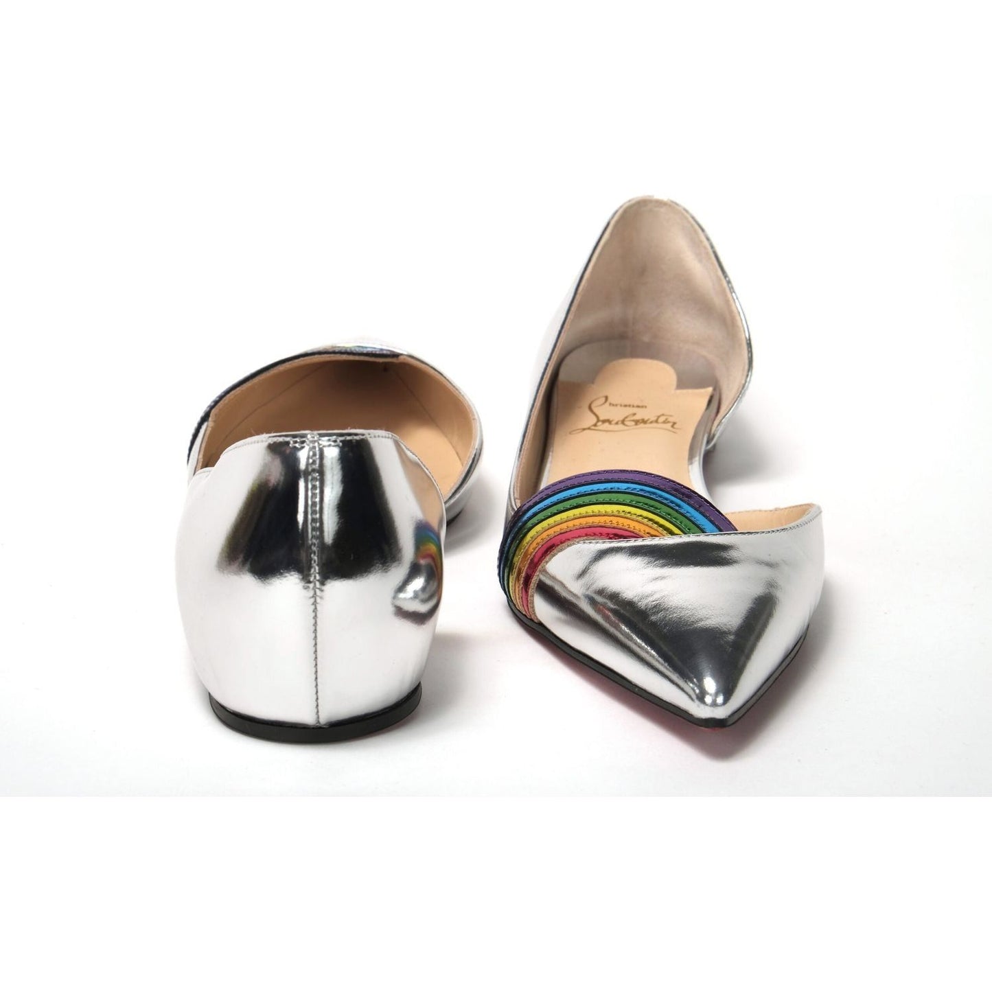 Christian Louboutin Silver Patentleather Flat Point Toe Shoe Christian Louboutin