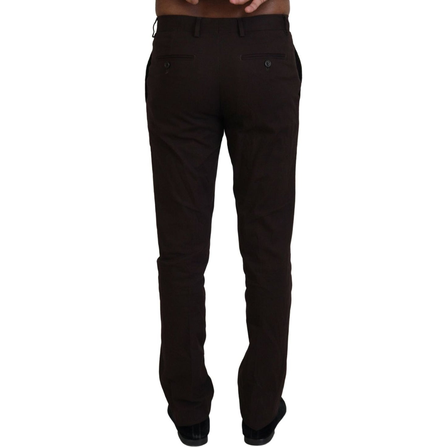 BENCIVENGA Brown Cotton Tapered Formal Men Pants