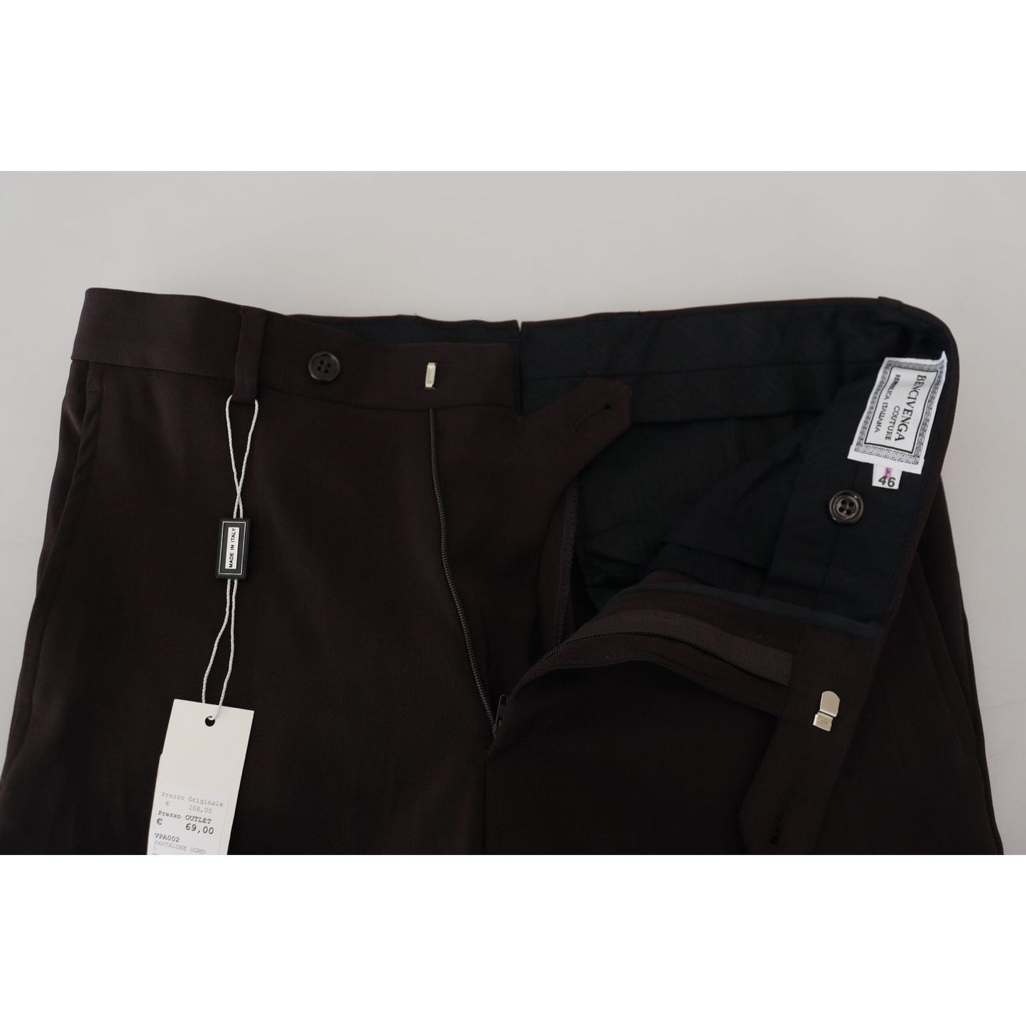 BENCIVENGA Brown Straight Fit Formal Men Pants
