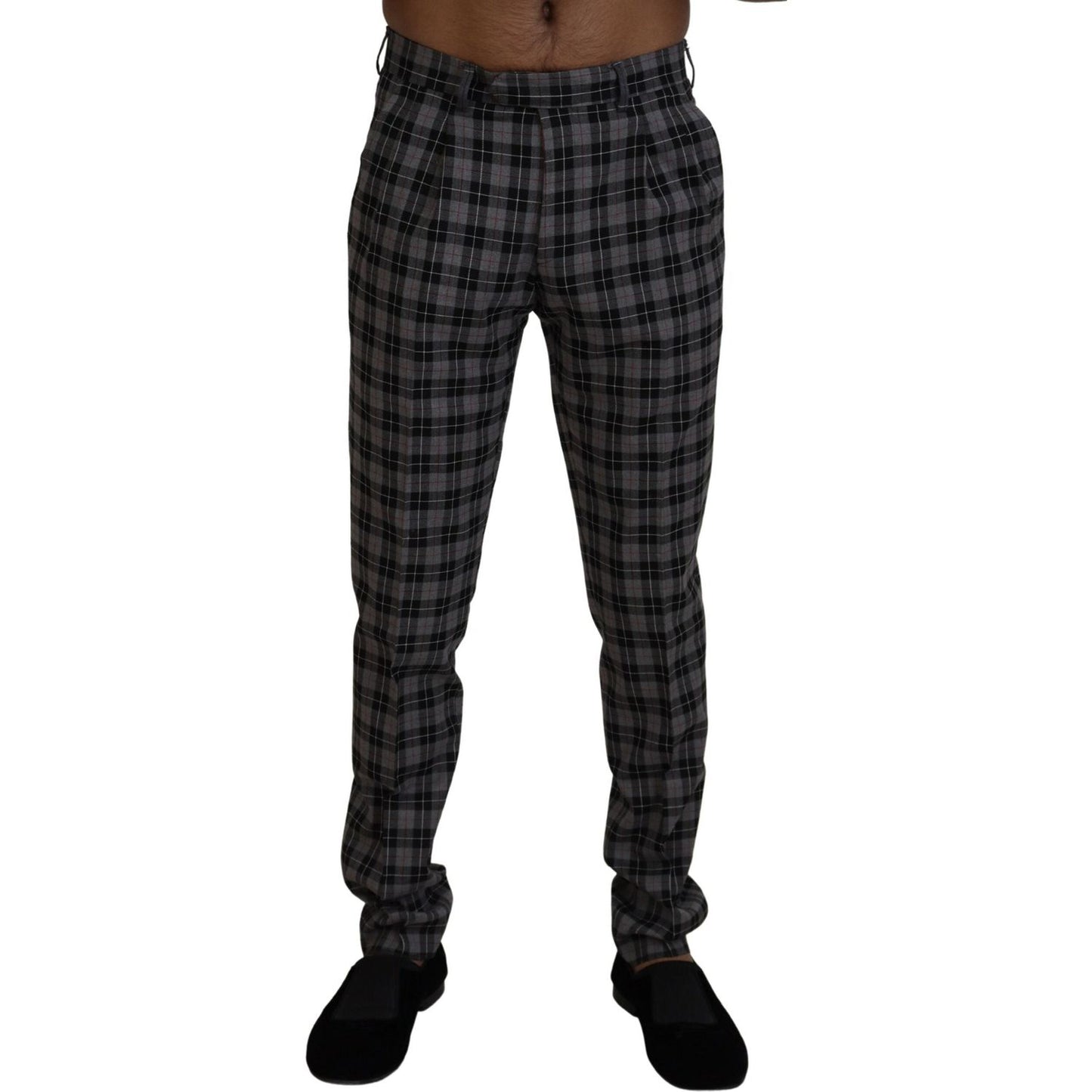 BENCIVENGA Elegant Gray Checked Gentleman's Chinos BENCIVENGA