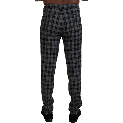 BENCIVENGA Gray Checkered Slim Fit Men Pants