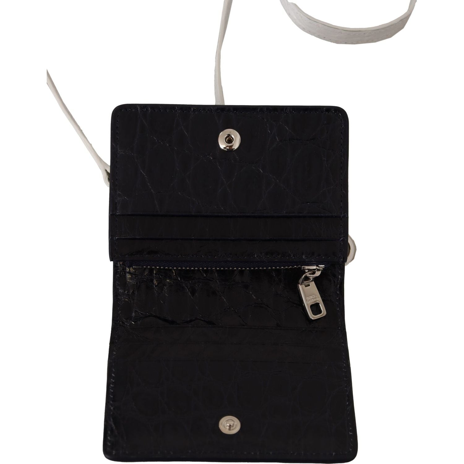 محفظة دولتشي آند غابانا ذات الطيات المزدوجة من الجلد الأزرق مع حزام