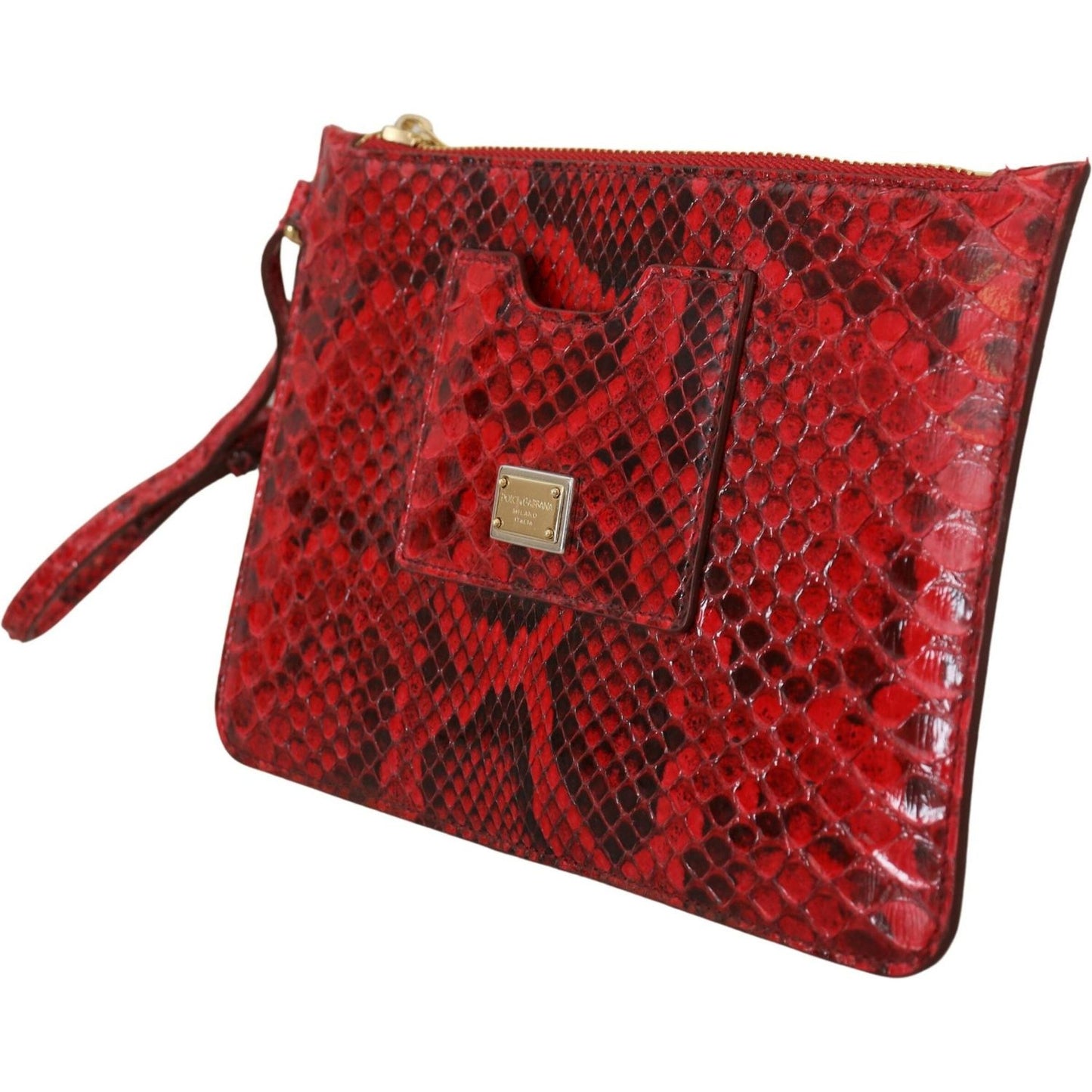 Dolce & Gabbana Elegant Red Leather Ayers Snake Clutch Dolce & Gabbana