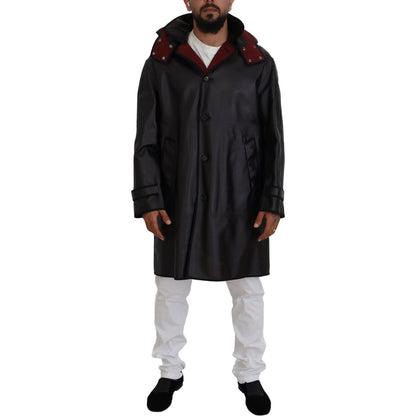 Dolce & Gabbana Black Trench Hooded Parka Cotton Jacket
