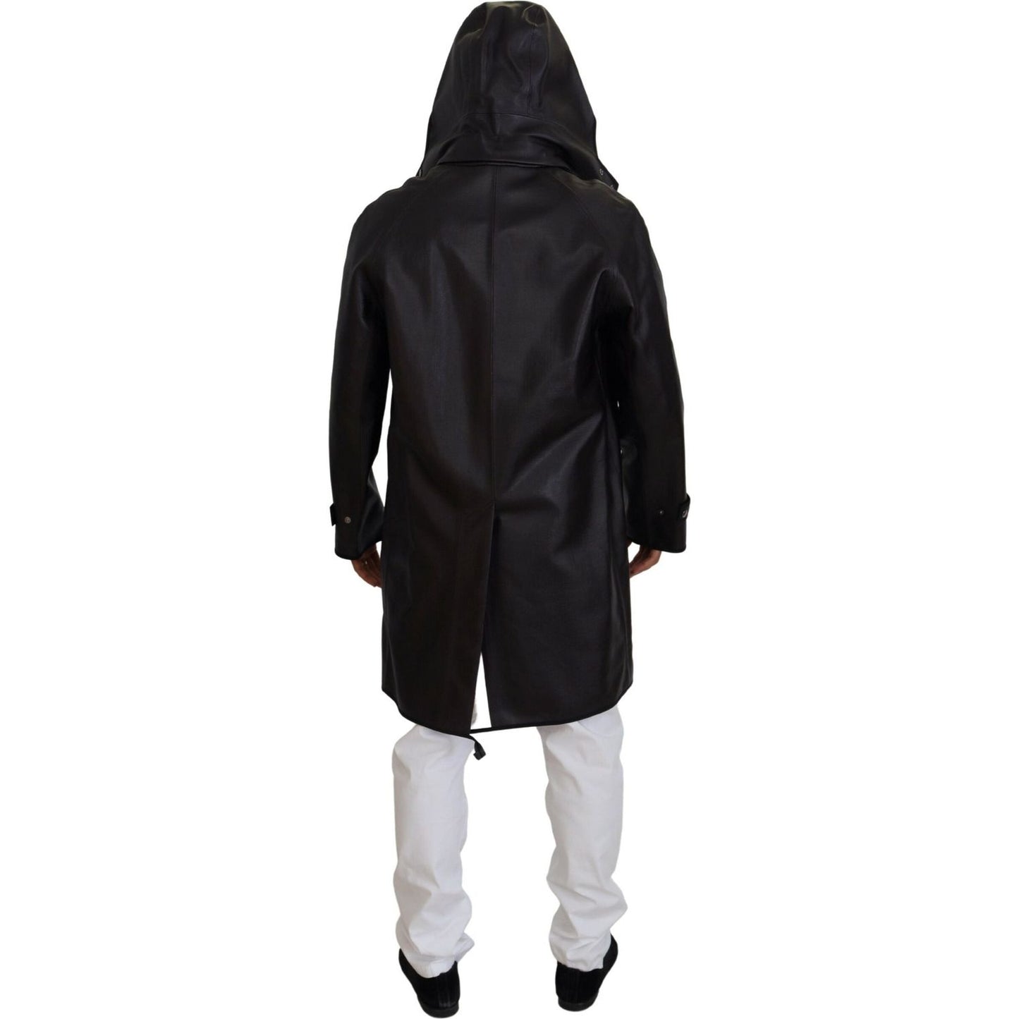 Dolce & Gabbana Elegant Hooded Parka Coat in Black and Bordeaux Dolce & Gabbana