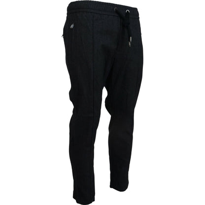 Dolce & Gabbana Grey Cotton Tapered Cotton Pants