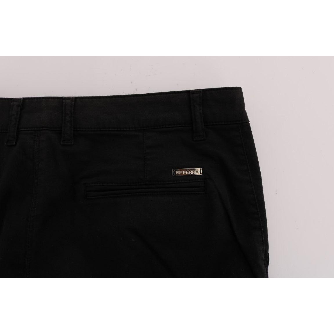 GF Ferre Elegant Slim Fit Black Cotton Trousers Jeans & Pants GF Ferre