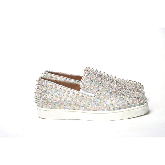 Christian Louboutin White Ab/Clear Ab Roller Boat Woman Flat Sneaker Christian Louboutin