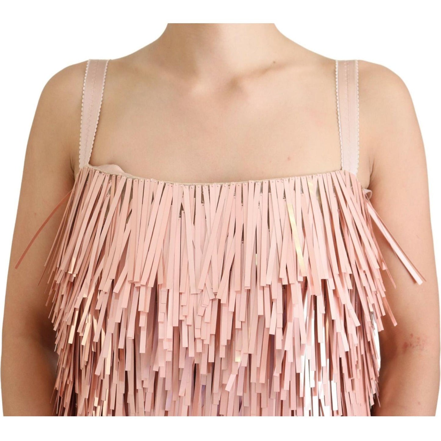 Dolce & Gabbana Pink Tinsel Sleeveless Shift A-line Dress