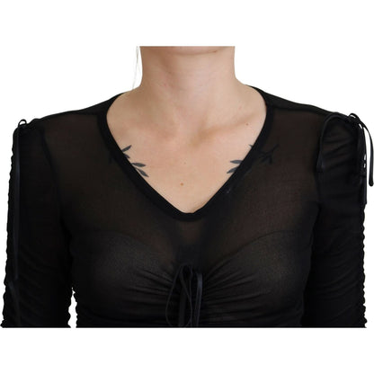 Dolce & Gabbana Black Viscose Bodycon Sheath Midi Dress