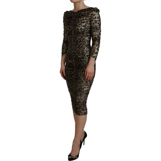 Dolce & Gabbana Elegant Leopard Print Midi Bodycon Dress Dolce & Gabbana