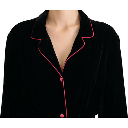 Dolce & Gabbana Black Button Belted Blazer Viscose Jacket