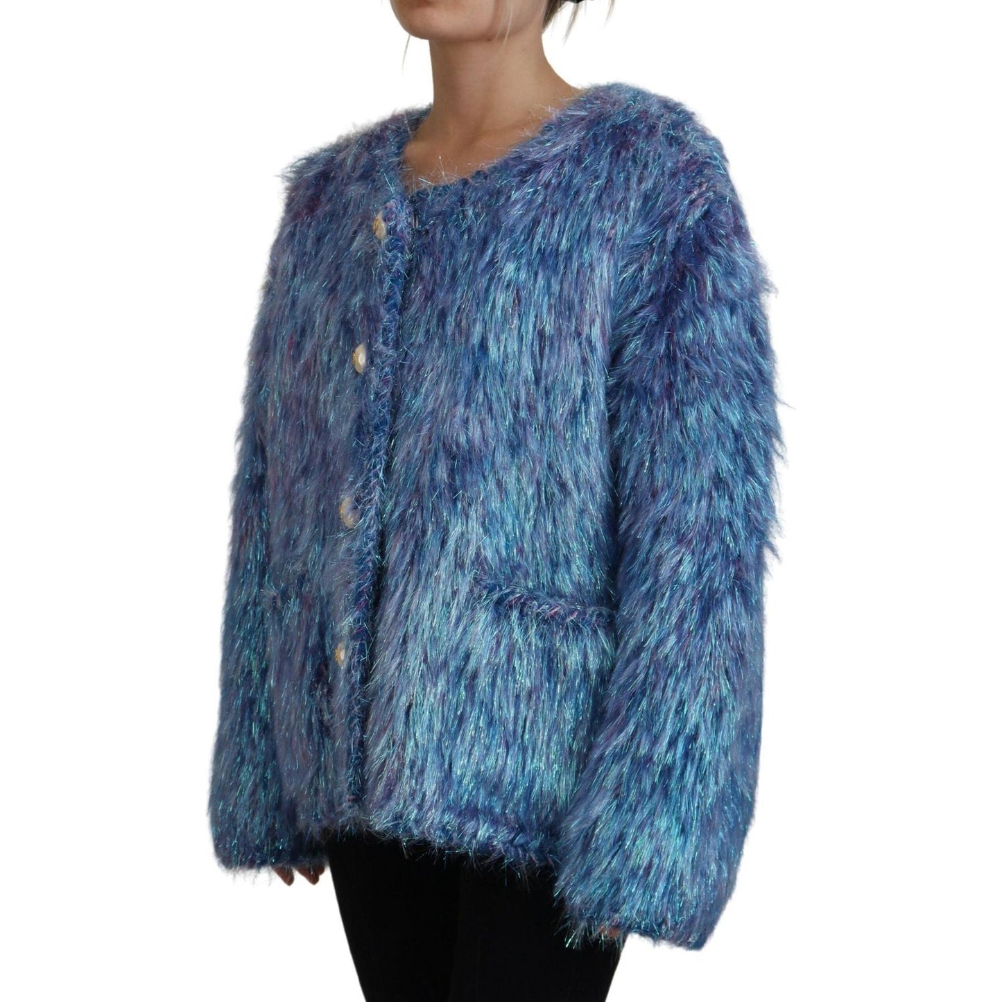 Dolce & Gabbana Multicolor Polyester Fringes Coat Jacket