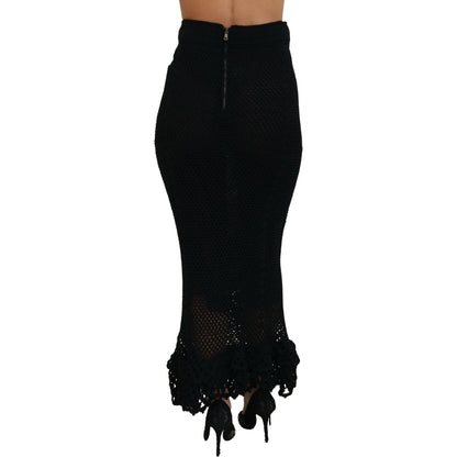 Dolce & Gabbana Black Knitted Cotton High Waist Mermaid Skirt