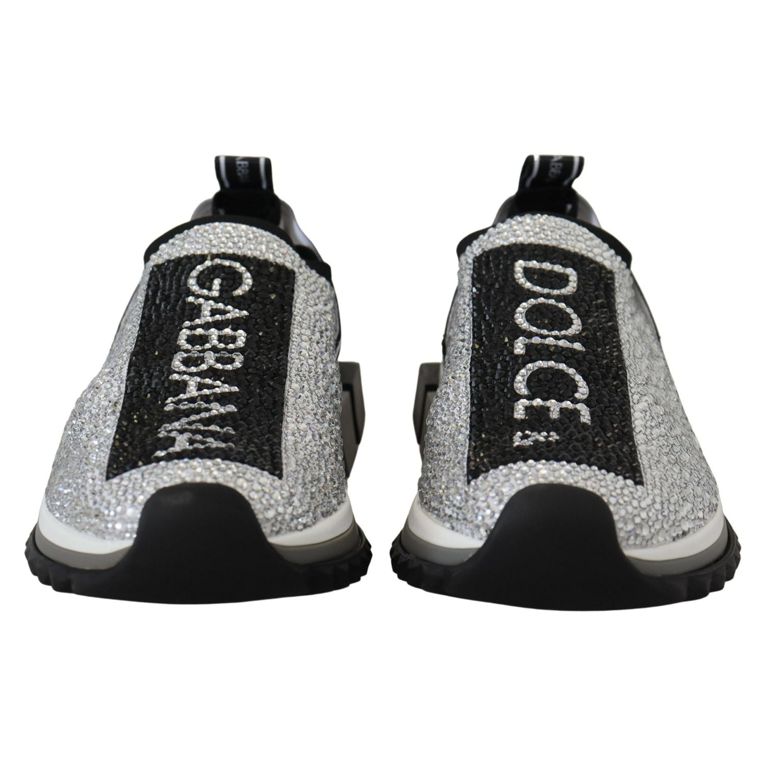 Dolce & Gabbana Silver Rhinestones Sorrento Sneakers Shoes