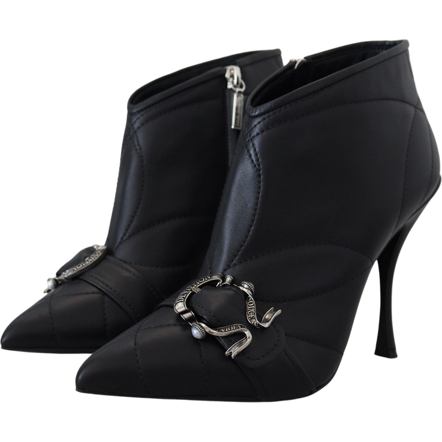 Dolce & Gabbana Elegant Black Quilted Leather Booties Dolce & Gabbana