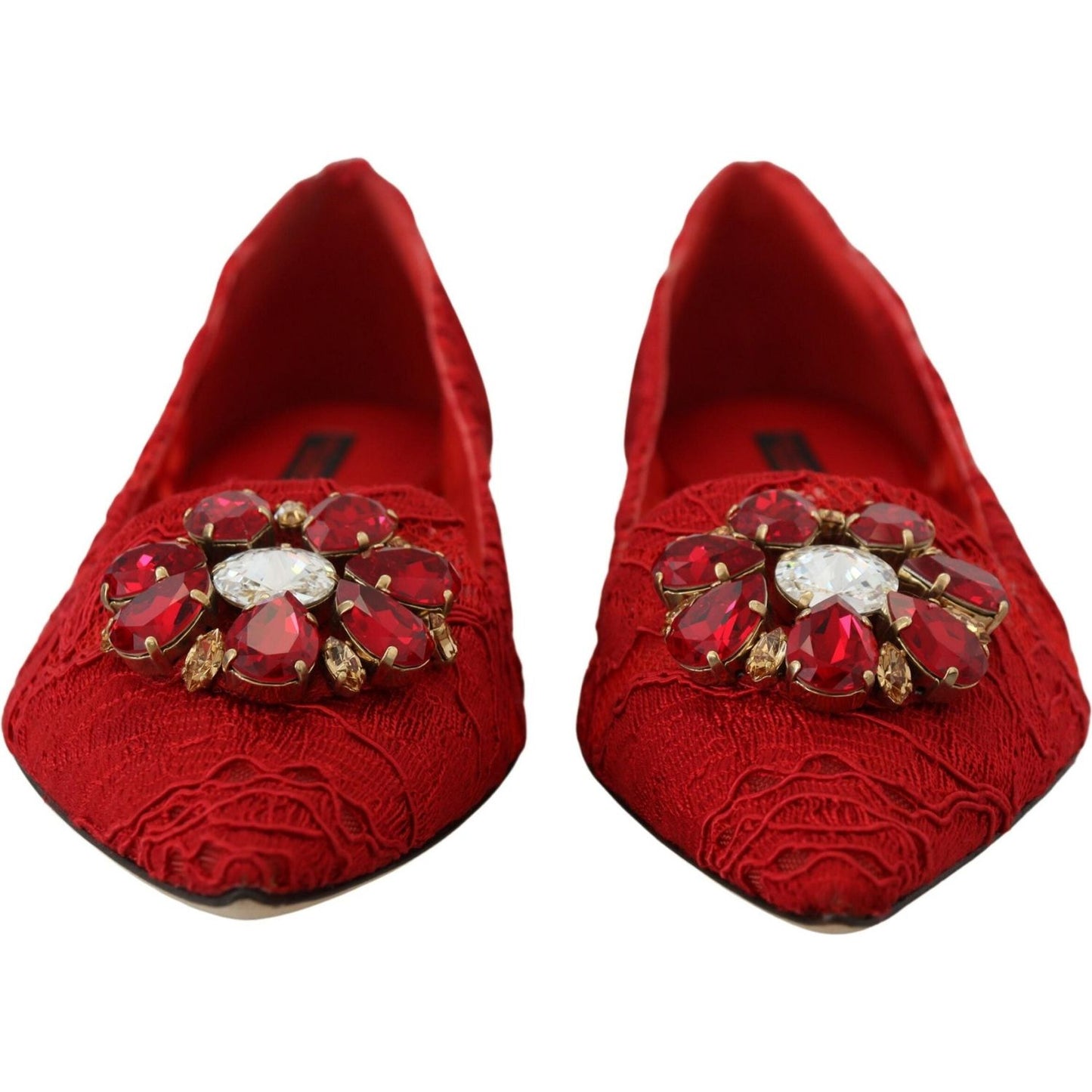 Dolce & Gabbana Red Crystal-Embellished Flats Dolce & Gabbana