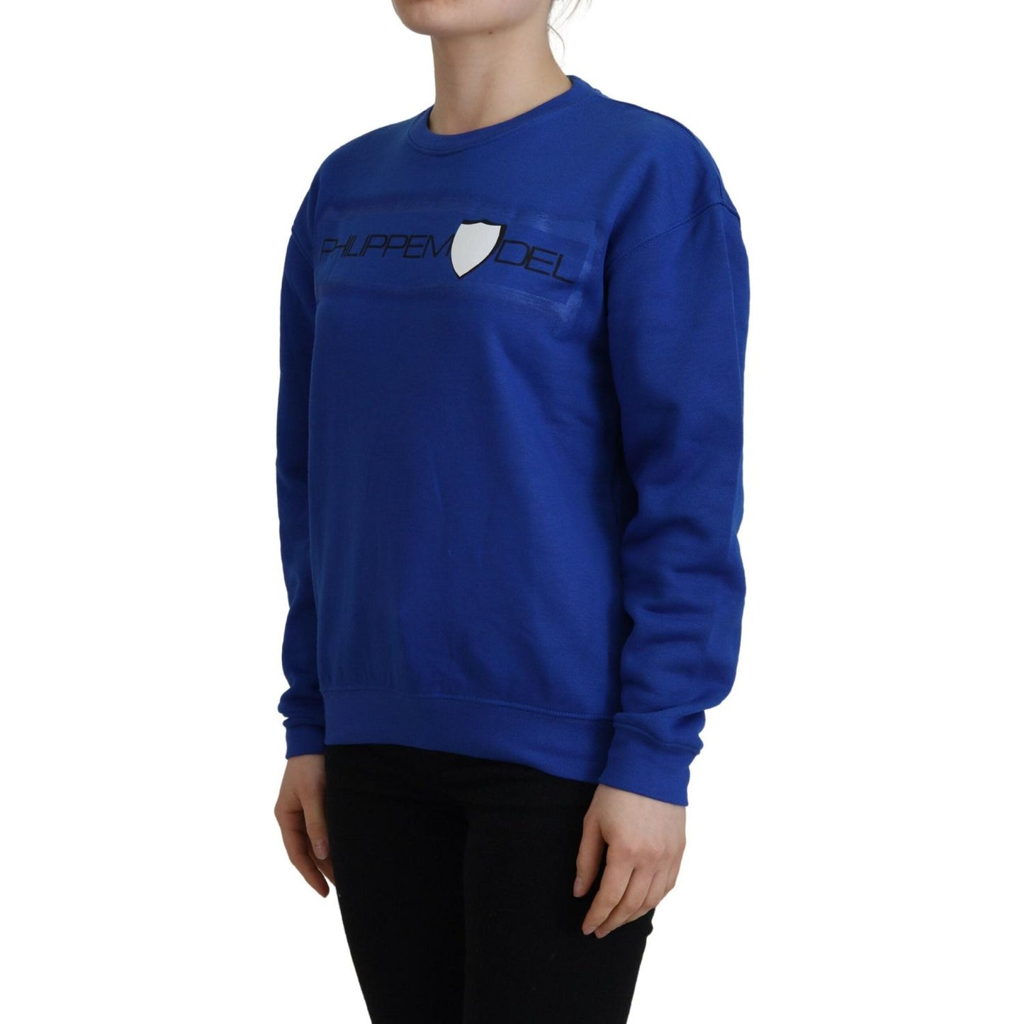 Philippe Model Chic Blue Printed Long Sleeve Pullover Sweater Philippe Model