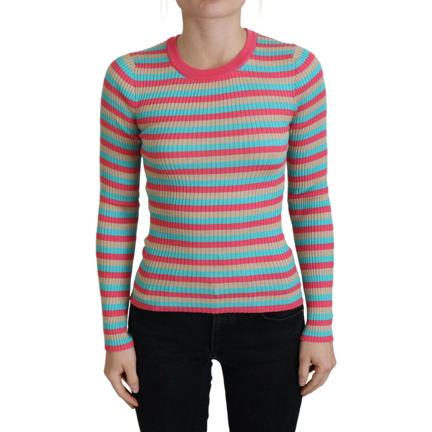 Dolce & Gabbana Elegant Striped Silk Crewneck Pullover Dolce & Gabbana