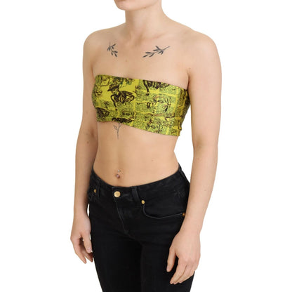 John Galliano Yellow Newspaper Print Cropped Blouse