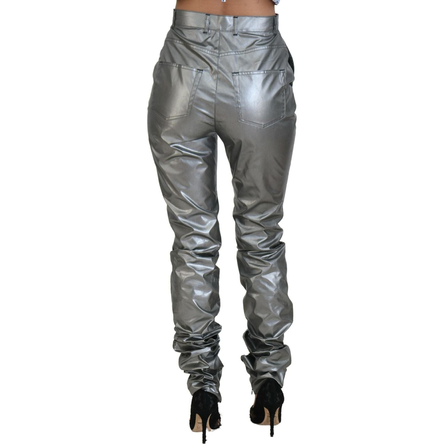 Dolce & Gabbana Metallic Silver High Waist Skinny Pants