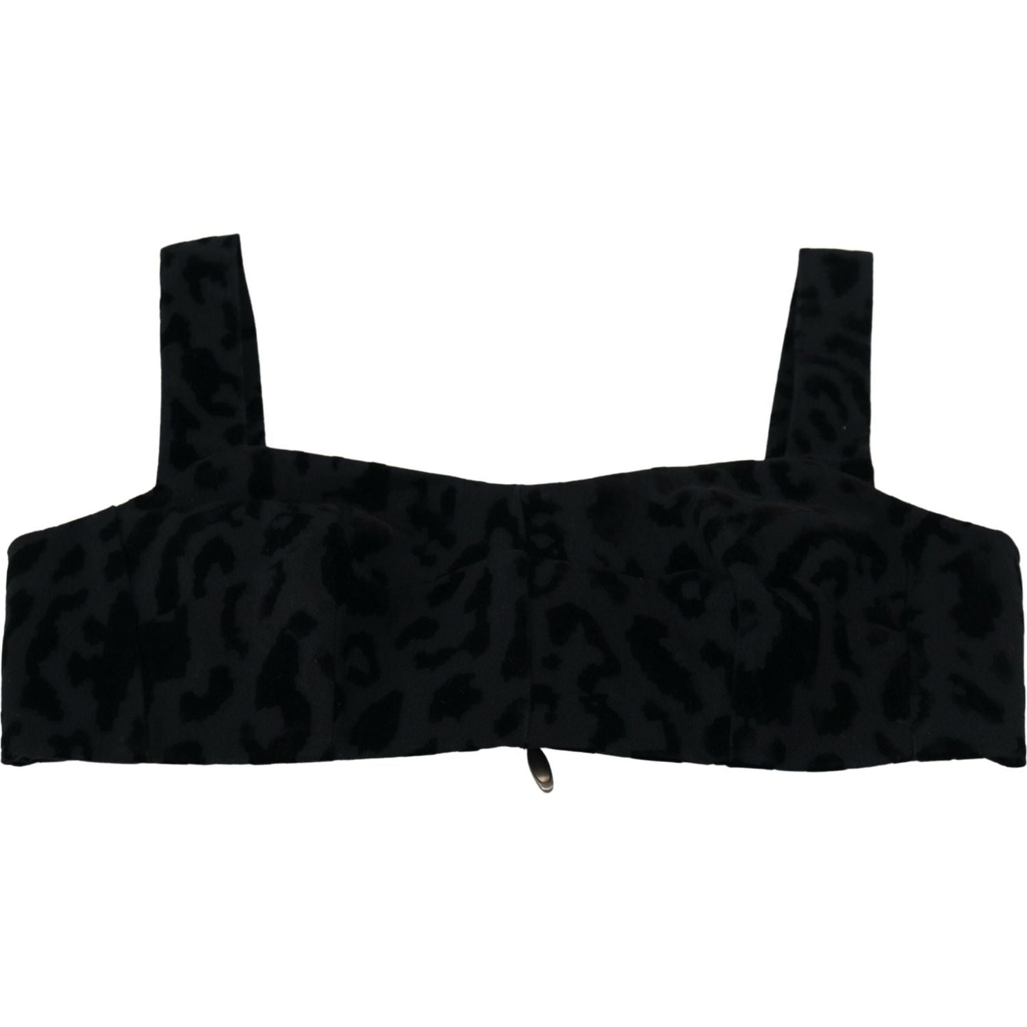 Dolce & Gabbana Black Leopard Cropped Bustier Corset Bra Top
