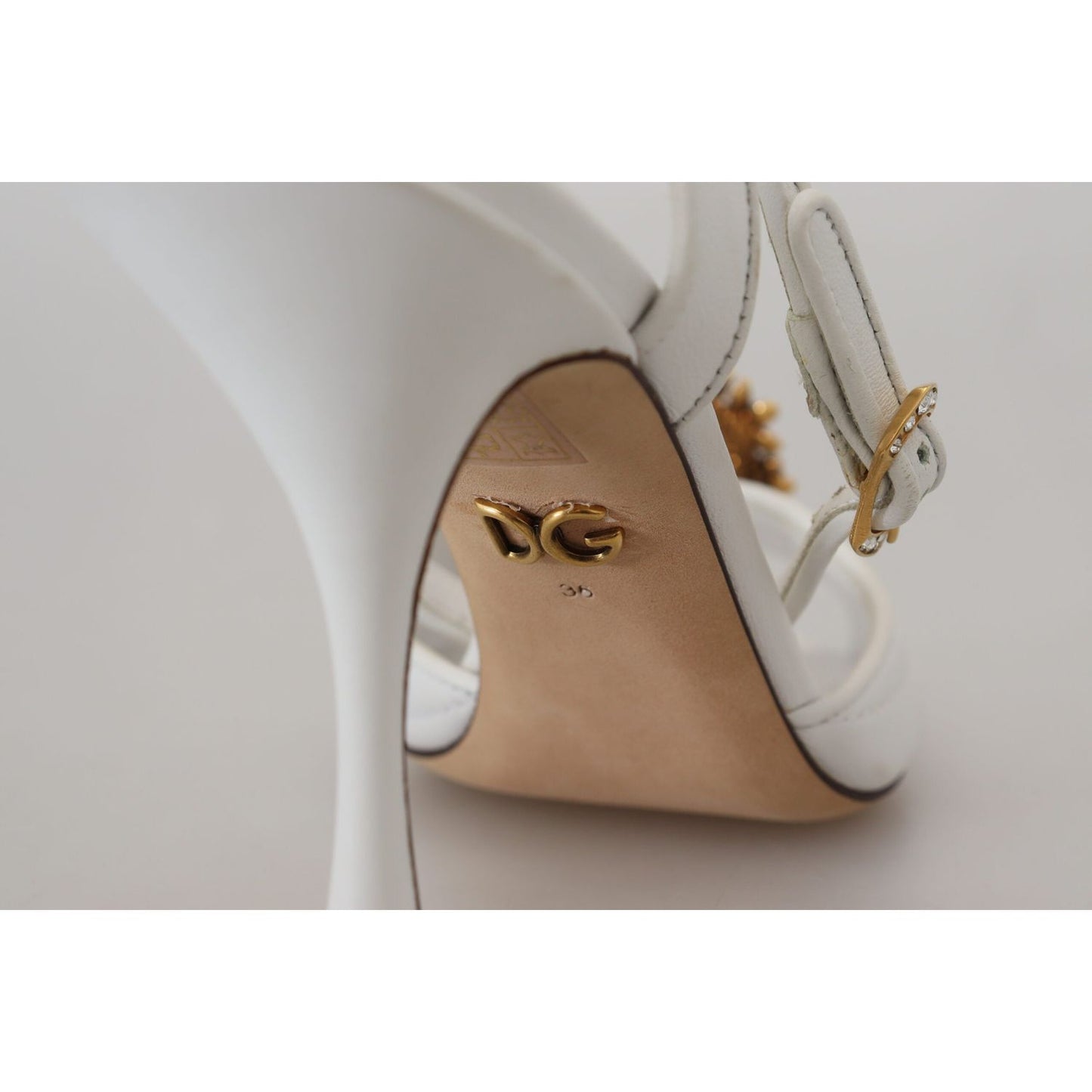 Dolce & Gabbana Devotion Embellished White Leather Stilettos Dolce & Gabbana