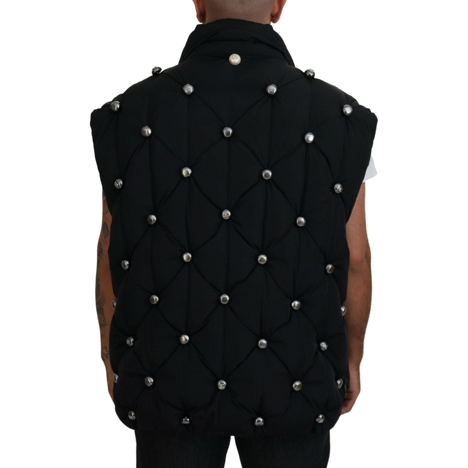 Dolce & Gabbana Black Sleeveless DG Metal Embellishment Jacket