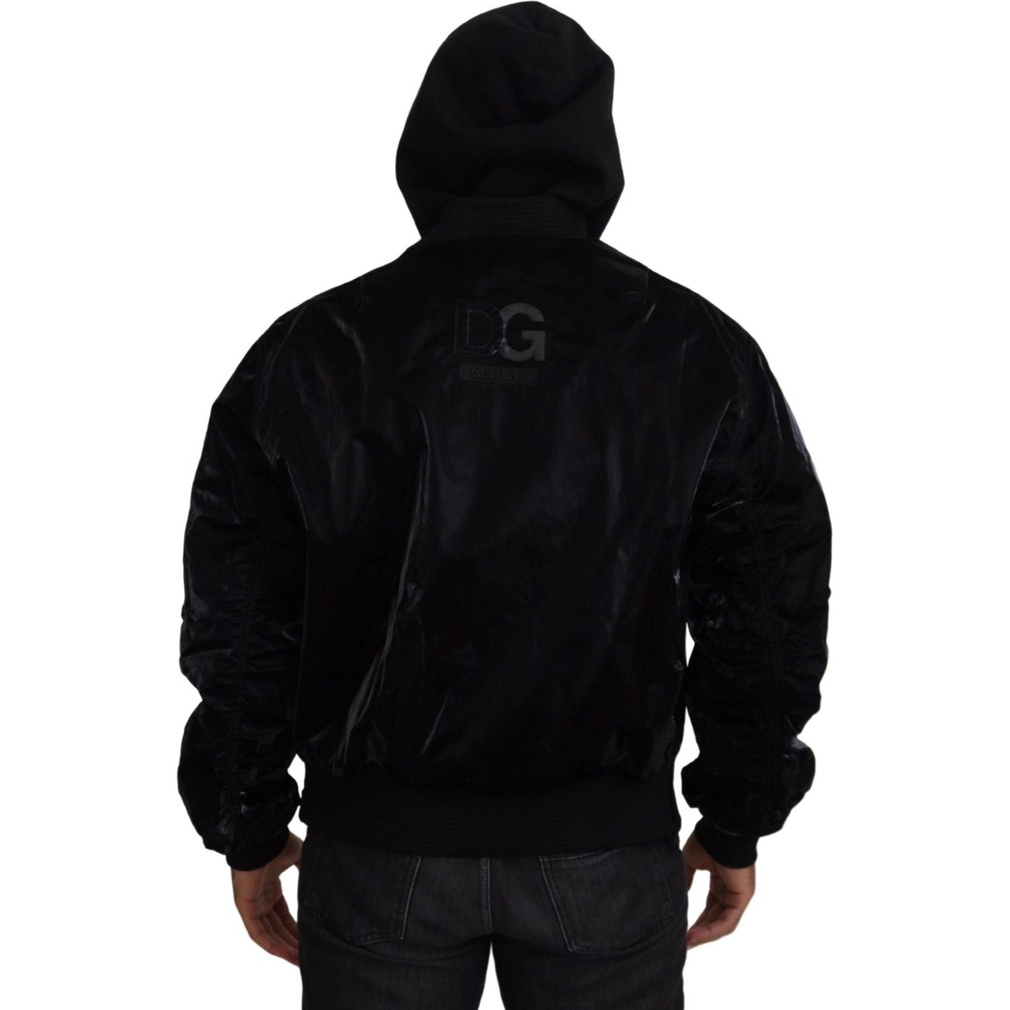 Dolce & Gabbana Elegant Black Bomber Hooded Jacket Dolce & Gabbana