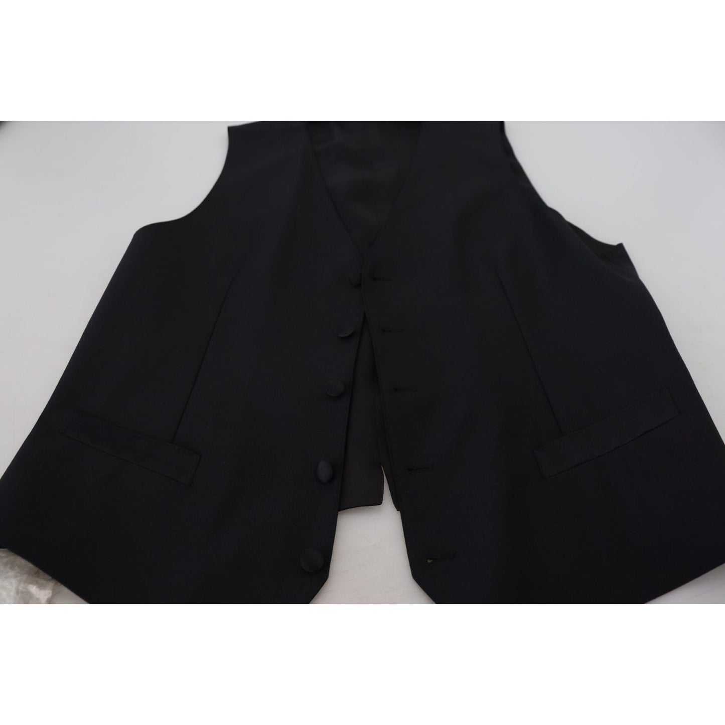 Dolce & Gabbana Black Virgin Wool Waistcoat Formal Vest