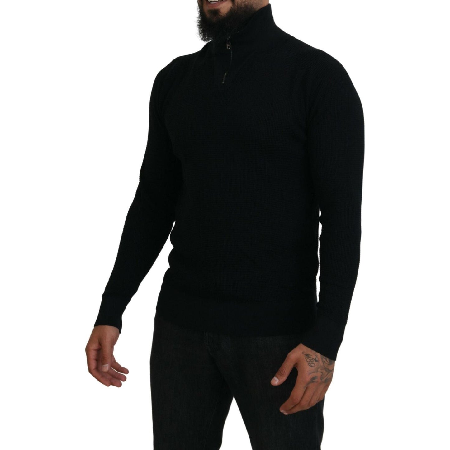 Dolce & Gabbana Elegant Silk Blend Black Pullover Sweater Dolce & Gabbana