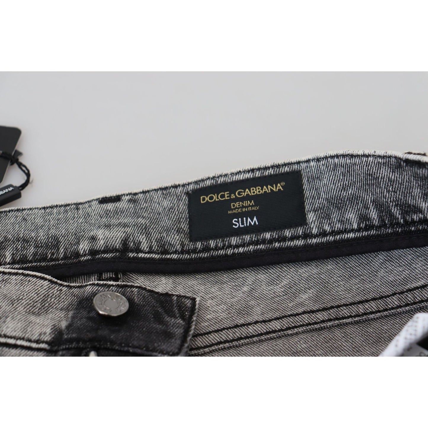 Dolce & Gabbana Grey Washed Cotton Slim Fit Men Denim Jeans
