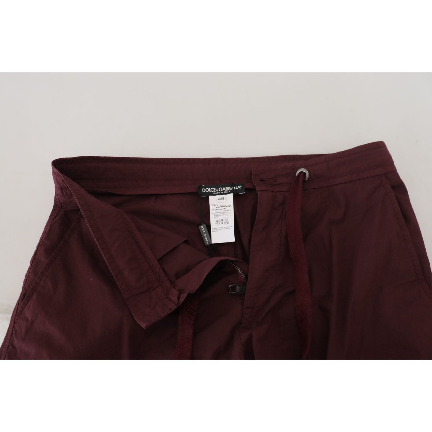 Dolce & Gabbana Elegant Burgundy Cotton Jogger Pants Dolce & Gabbana