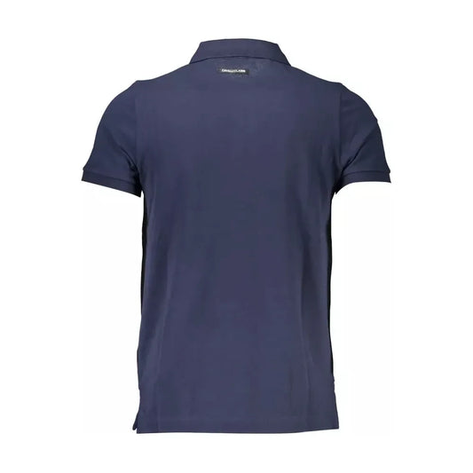 Cavalli Class Blue Cotton Men Polo Shirt Cavalli Class