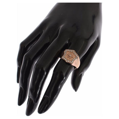 Nialaya Pink Gold 925 Silver Authentic Clear Ring